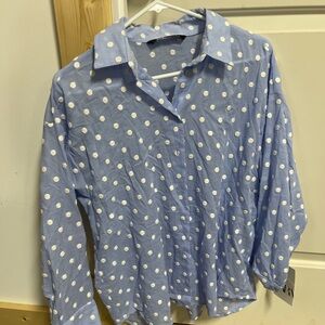Zara Blue Polka Dot Blouse